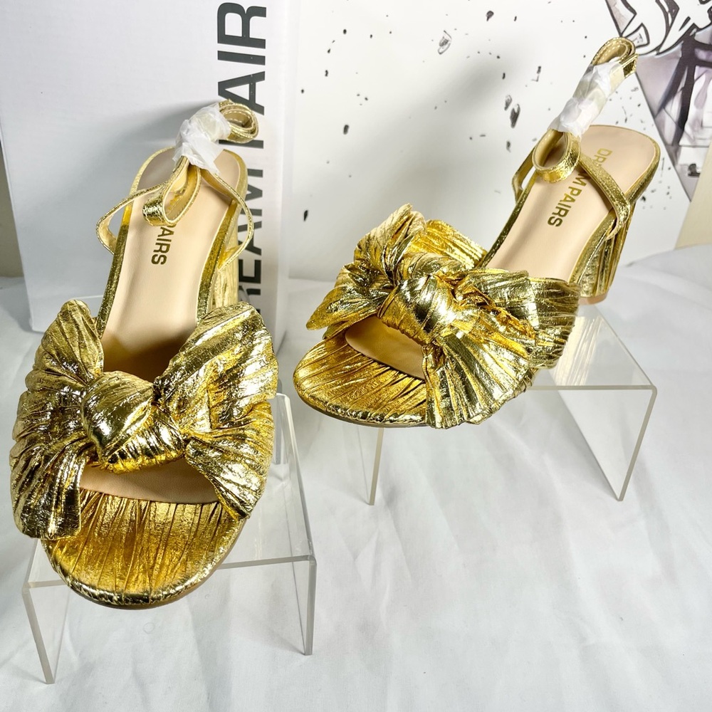 Sz 7 women’s chunky platform gold Dream Pairs Gold Platform Sandals - Picture 4 of 10